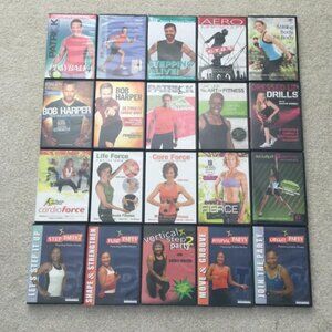 Bundle of 20 Workout DVDs Katina Hunter Tracey Mallet Bob Harper Patrick Anni +